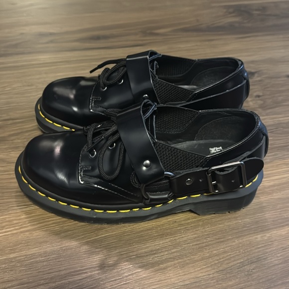 Dr. Martens Leather Fulmar Leather Harness Black Strap Derby Loafer M 4 W 6 - Picture 3 of 8